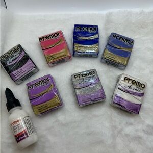 Premo Sculpey Polymer Clay Bundle w/ Accents + Gloss Glaze (9pc)